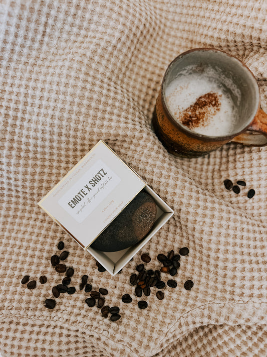 SHOTZ upcycled coffee ground donkey milk bar soap