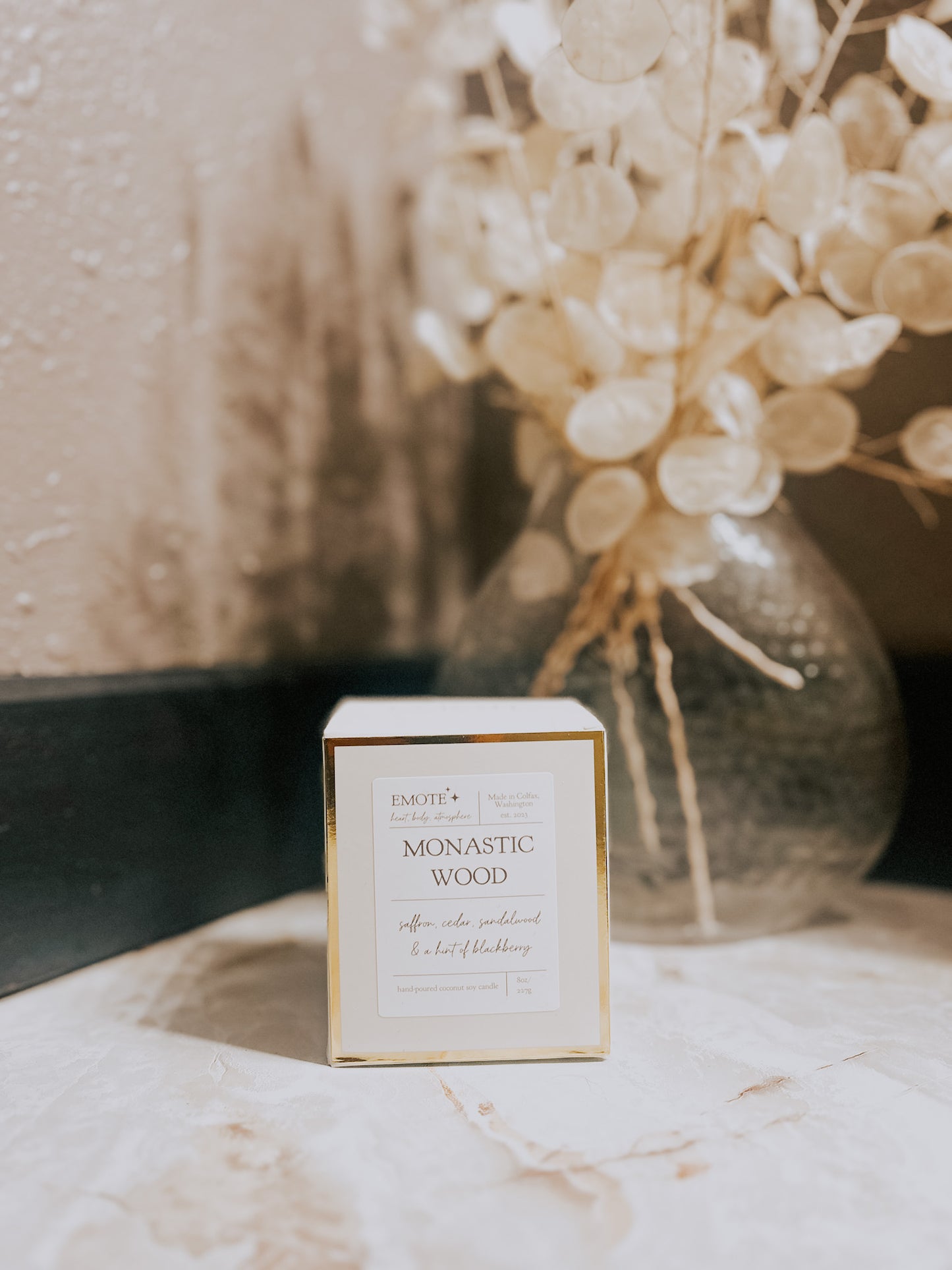 monastic wood 8 oz soy candle