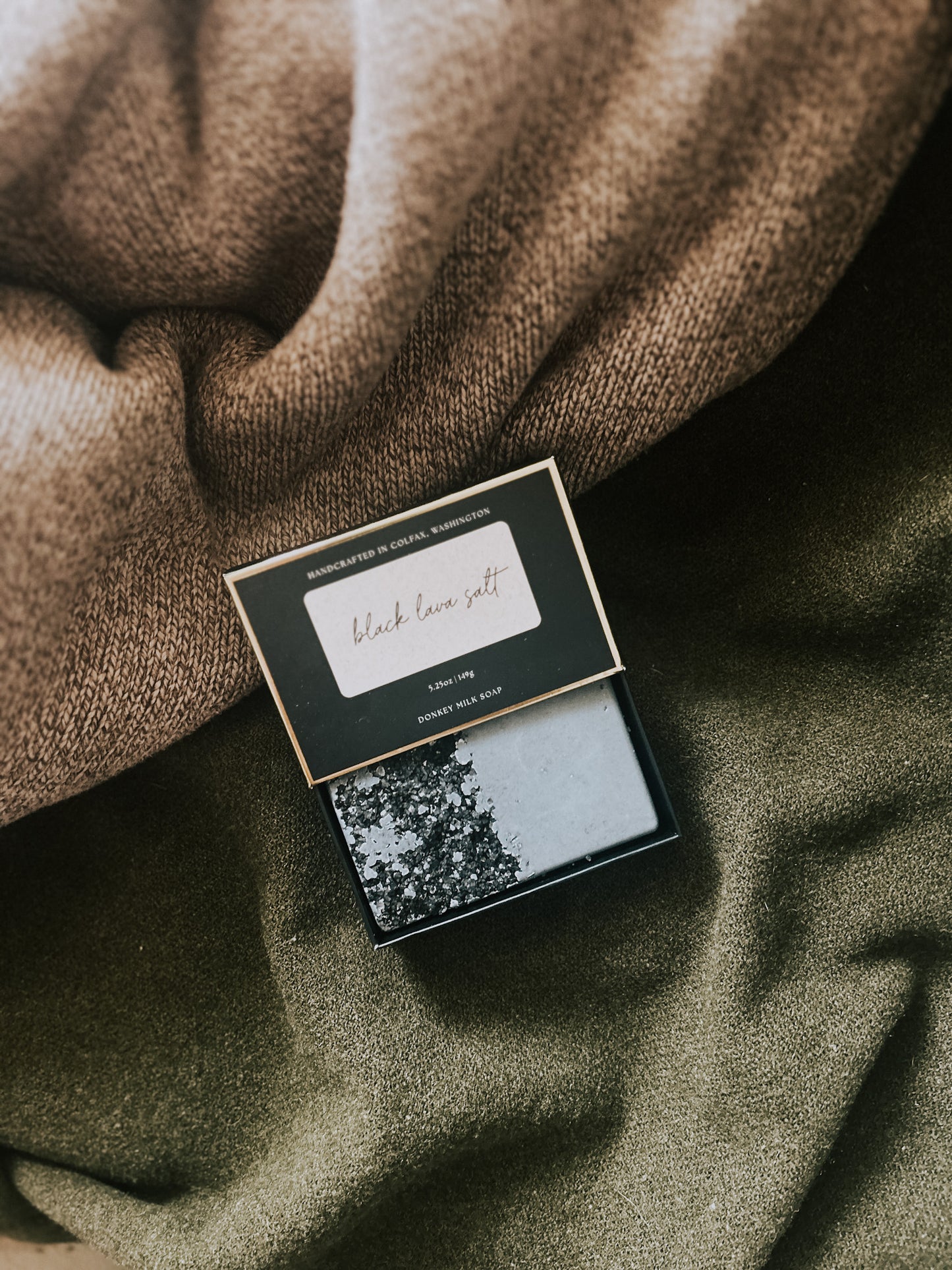 black lava salt soap bar