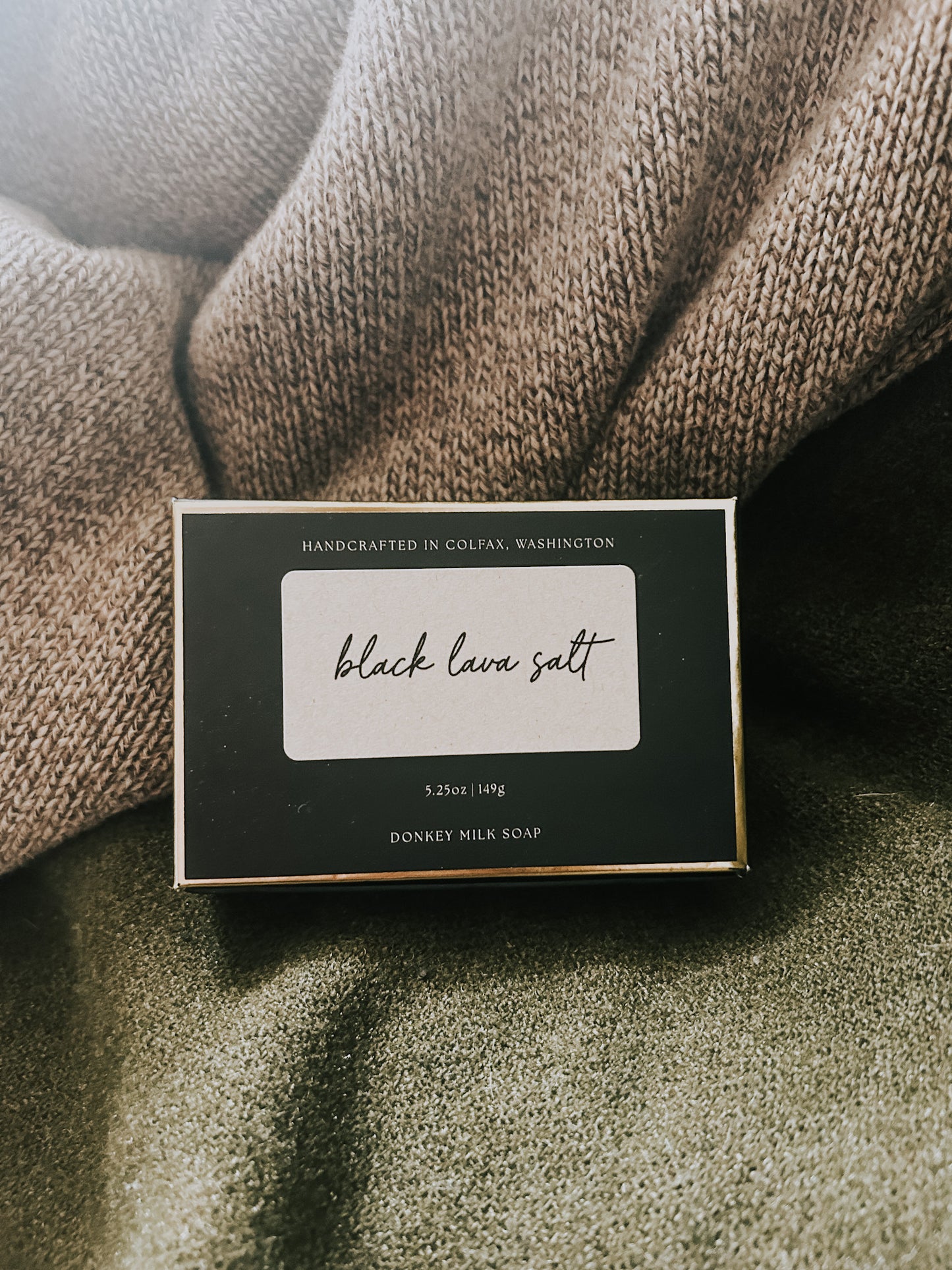 black lava salt soap bar