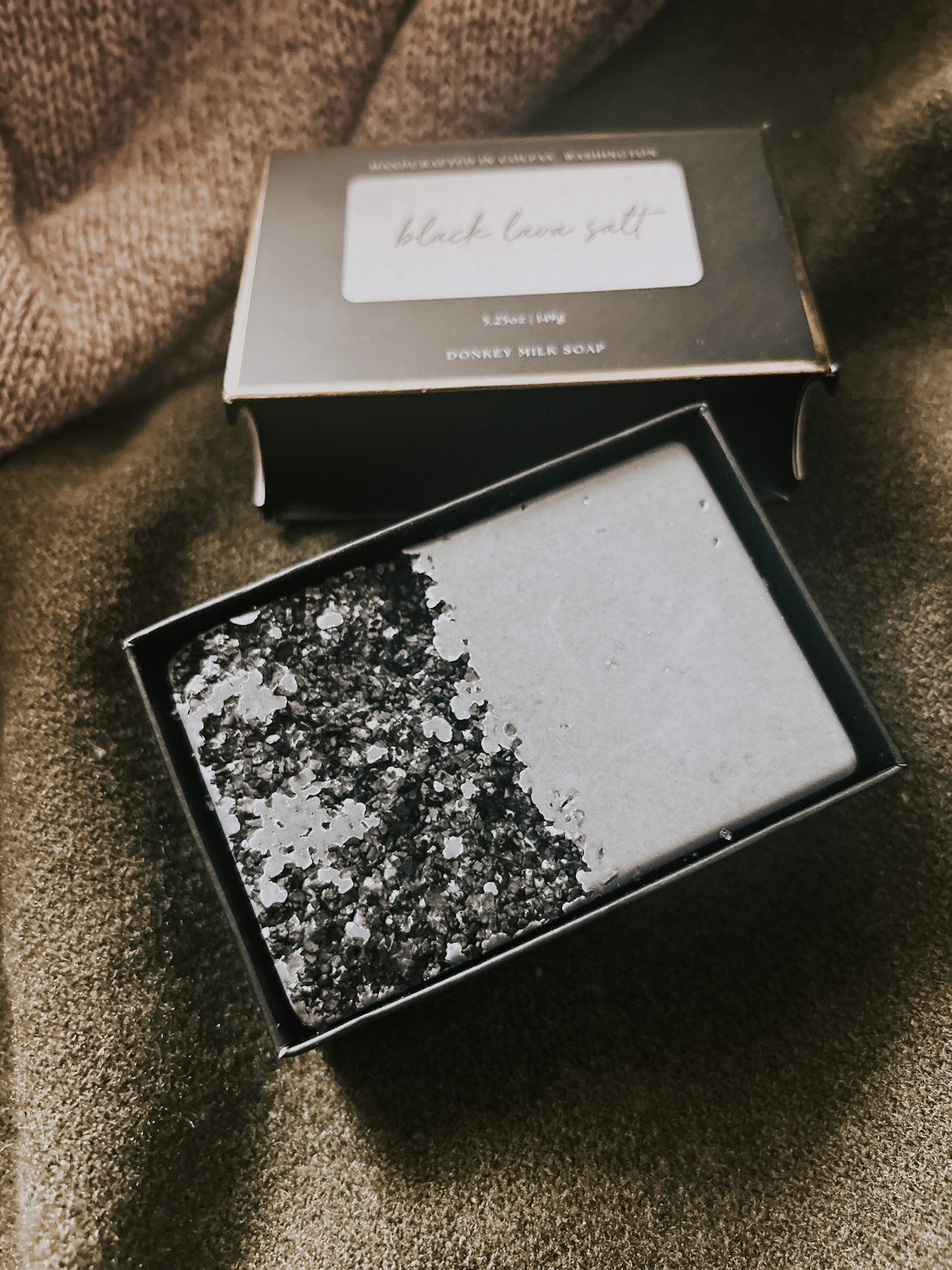 black lava salt soap bar
