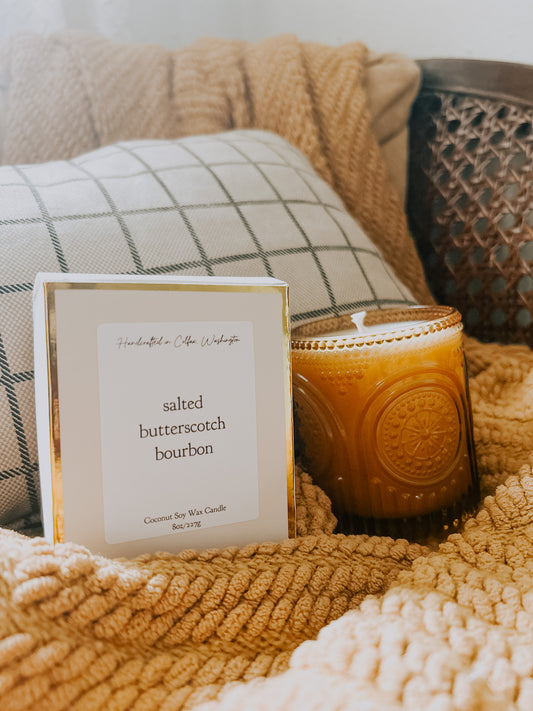 salted butterscotch bourbon 8 oz candle