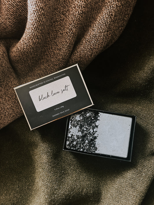 black lava salt soap bar