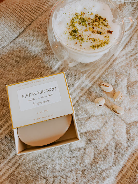 pistachio nog donkey milk soap