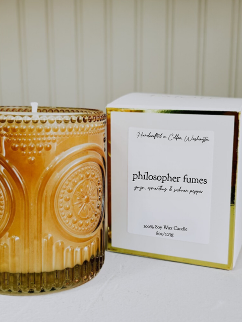 philosopher fumes 8 oz soy candle