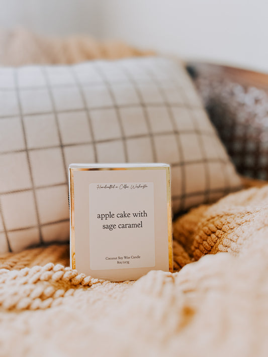 apple cake with sage caramel 8 oz soy candle